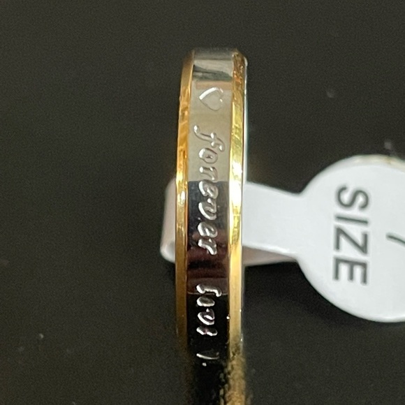 4mm gold silver forever love ring size 7 - Picture 3 of 8